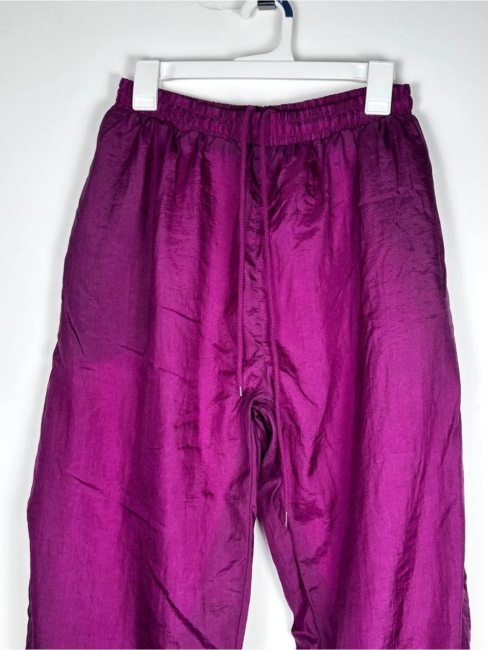 Vintage 90s Active Energy Purple Nylon Windbreaker Track Pants Size M Ankle Zip